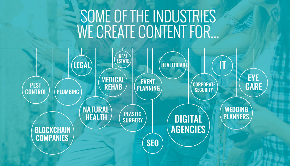 The Content Company has provided content to many industries including event planning, wedding planning, digital agencies, seo firms, plastic surgery and many more